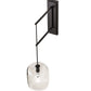Meyda Lighting Pastilla 8" Solar Black Wall Sconce With Clear Seeded Shade Glass