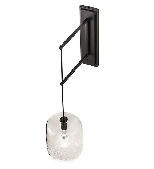 Meyda Lighting Pastilla 8" Solar Black Wall Sconce With Clear Seeded Shade Glass