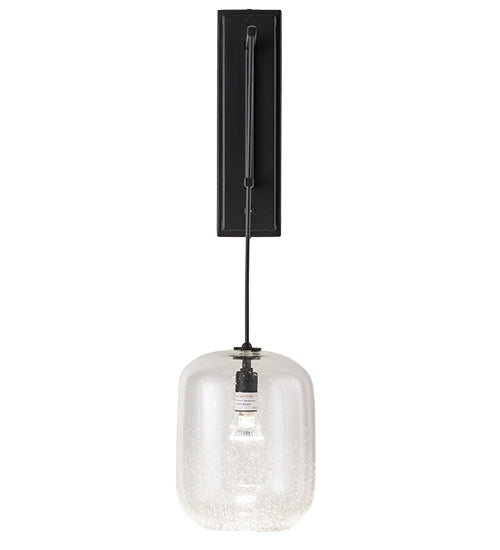 Meyda Lighting Pastilla 8" Solar Black Wall Sconce With Clear Seeded Shade Glass