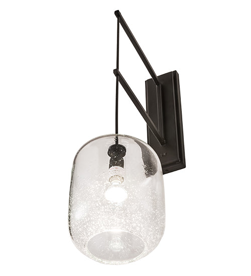Meyda Lighting Pastilla 8" Solar Black Wall Sconce With Clear Seeded Shade Glass