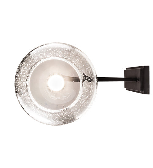 Meyda Lighting Pastilla 8" Solar Black Wall Sconce With Clear Seeded Shade Glass