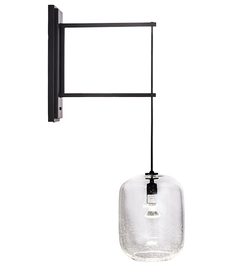 Meyda Lighting Pastilla 8" Solar Black Wall Sconce With Clear Seeded Shade Glass