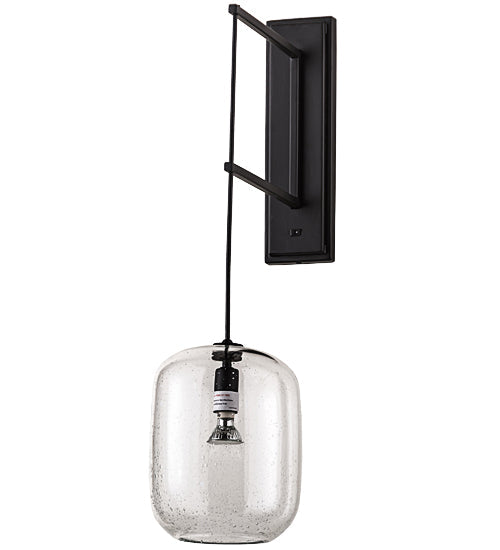 Meyda Lighting Pastilla 8" Solar Black Wall Sconce With Clear Seeded Shade Glass
