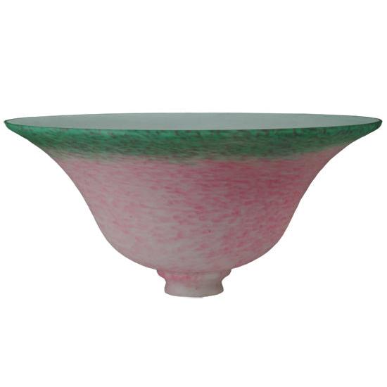 Meyda Lighting Pate-de-Verre Bell 14" Pink & Green Shade Glass