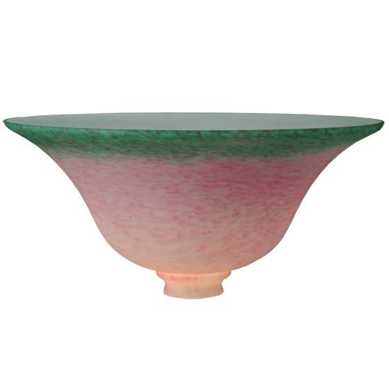 Meyda Lighting Pate-de-Verre Bell 14" Pink & Green Shade Glass