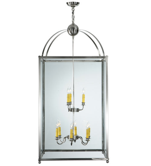 Meyda Lighting Pavilion 34" 9-Light Brushed Nickel Pendant Light With Clear Shade Glass