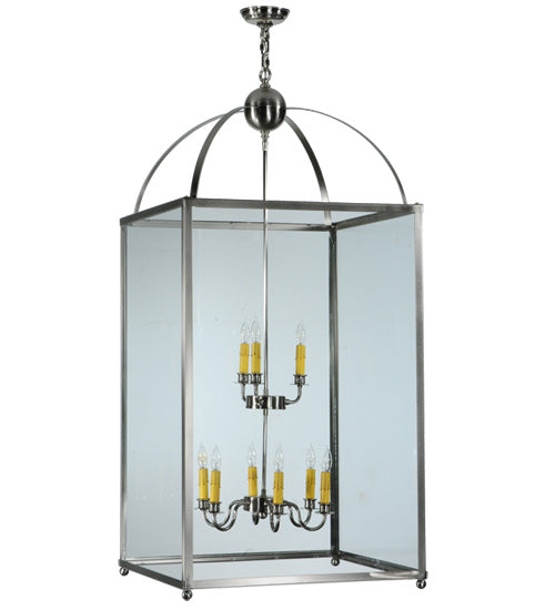 Meyda Lighting Pavilion 34" 9-Light Brushed Nickel Pendant Light With Clear Shade Glass
