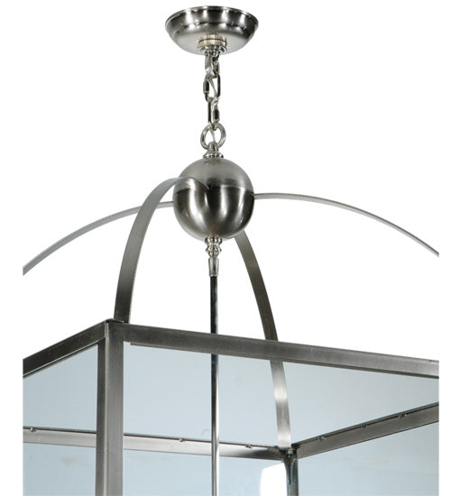 Meyda Lighting Pavilion 34" 9-Light Brushed Nickel Pendant Light With Clear Shade Glass