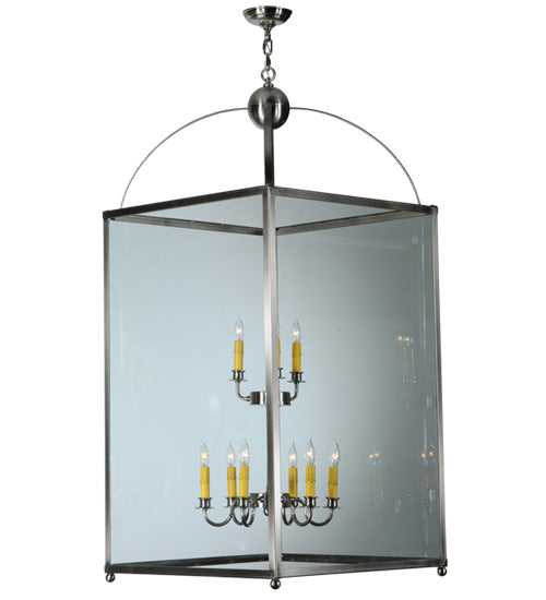 Meyda Lighting Pavilion 34" 9-Light Brushed Nickel Pendant Light With Clear Shade Glass