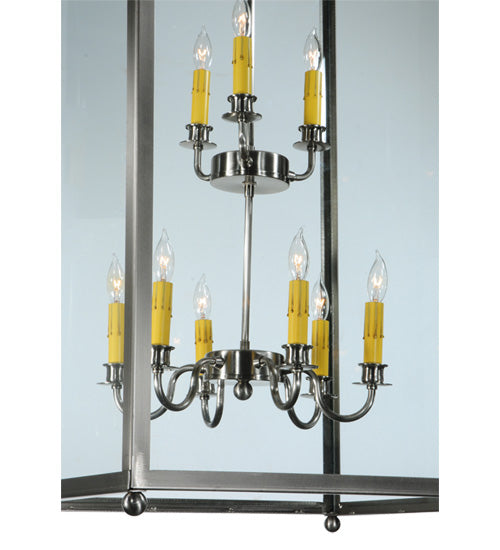 Meyda Lighting Pavilion 34" 9-Light Brushed Nickel Pendant Light With Clear Shade Glass