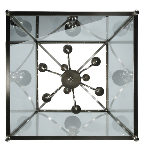 Meyda Lighting Pavilion 34" 9-Light Brushed Nickel Pendant Light With Clear Shade Glass