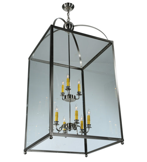 Meyda Lighting Pavilion 34" 9-Light Brushed Nickel Pendant Light With Clear Shade Glass