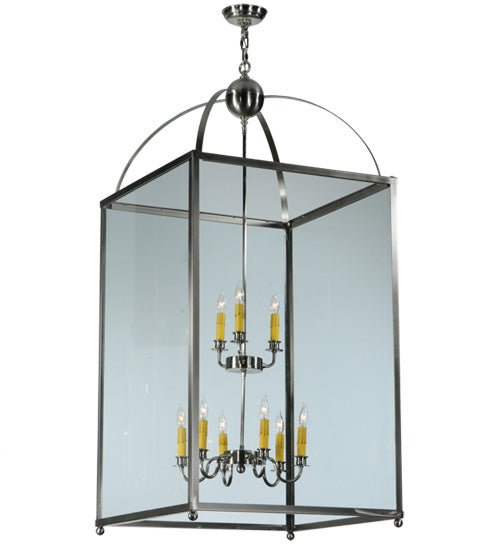 Meyda Lighting Pavilion 34" 9-Light Brushed Nickel Pendant Light With Clear Shade Glass