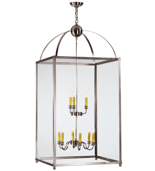 Meyda Lighting Pavilion 34" 9-Light Brushed Nickel Pendant Light With Clear Shade Glass