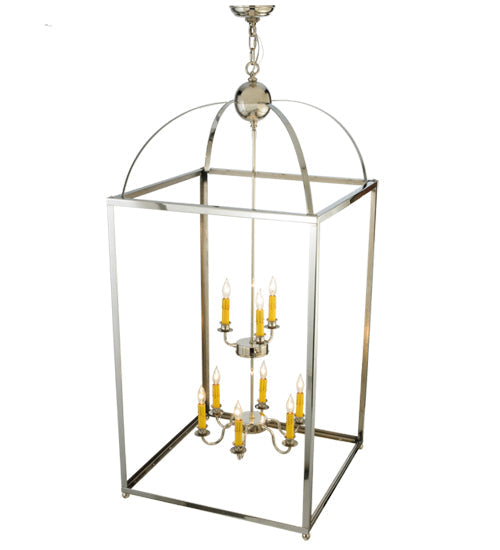 Meyda Lighting Pavilion 34" 9-Light Polished Nickel Pendant Light With Faux Candlelight