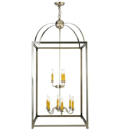 Meyda Lighting Pavilion 34" 9-Light Polished Nickel Pendant Light With Faux Candlelight