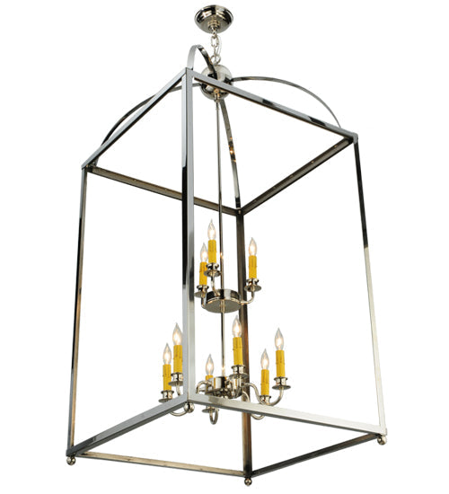 Meyda Lighting Pavilion 34" 9-Light Polished Nickel Pendant Light With Faux Candlelight