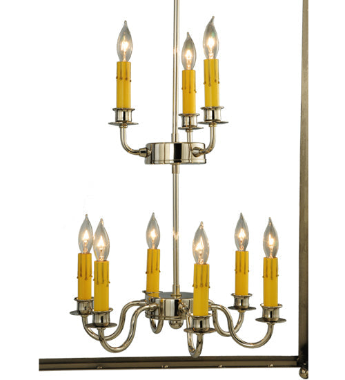 Meyda Lighting Pavilion 34" 9-Light Polished Nickel Pendant Light With Faux Candlelight