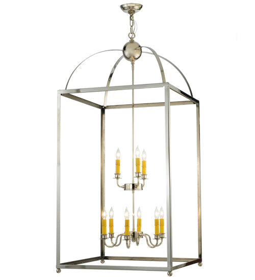 Meyda Lighting Pavilion 34" 9-Light Polished Nickel Pendant Light With Faux Candlelight