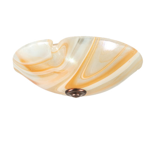 Meyda Lighting Peach Baroque 16" Mahogany Bronze Flush Mount Light With White & Peach Shade Glass