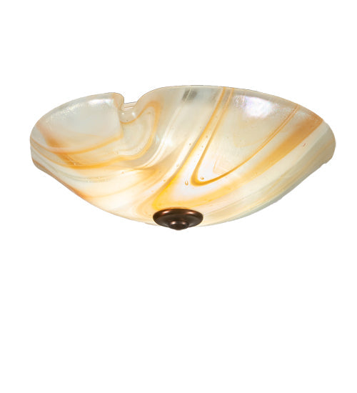 Meyda Lighting Peach Baroque 16" Mahogany Bronze Flush Mount Light With White & Peach Shade Glass