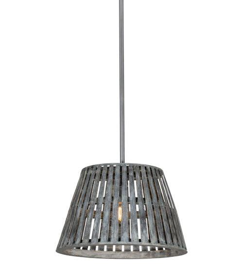 Meyda Lighting Peach Basket 20" Nickel Pendant Light With Gray Weathered Wicker Shade