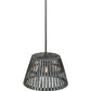 Meyda Lighting Peach Basket 20" Nickel Pendant Light With Gray Weathered Wicker Shade