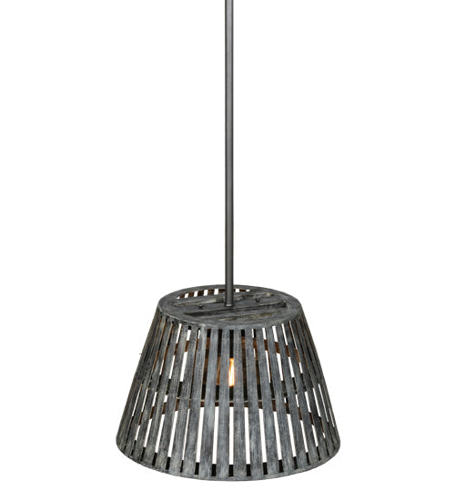 Meyda Lighting Peach Basket 20" Nickel Pendant Light With Gray Weathered Wicker Shade