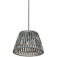 Meyda Lighting Peach Basket 20" Nickel Pendant Light With Gray Weathered Wicker Shade