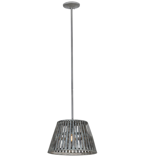 Meyda Lighting Peach Basket 20" Nickel Pendant Light With Gray Weathered Wicker Shade