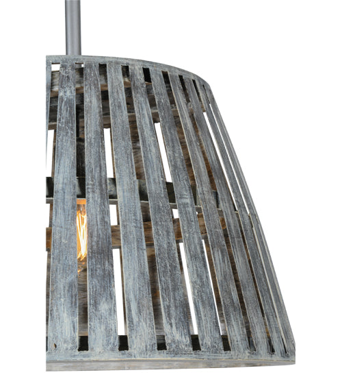 Meyda Lighting Peach Basket 20" Nickel Pendant Light With Gray Weathered Wicker Shade