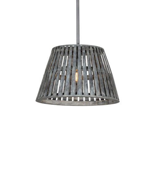Meyda Lighting Peach Basket 20" Nickel Pendant Light With Gray Weathered Wicker Shade