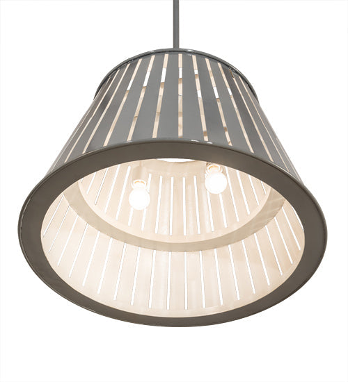 Meyda Lighting Peach Basket 31" 2-Light Alpha Gray Pendant Light With White Shade