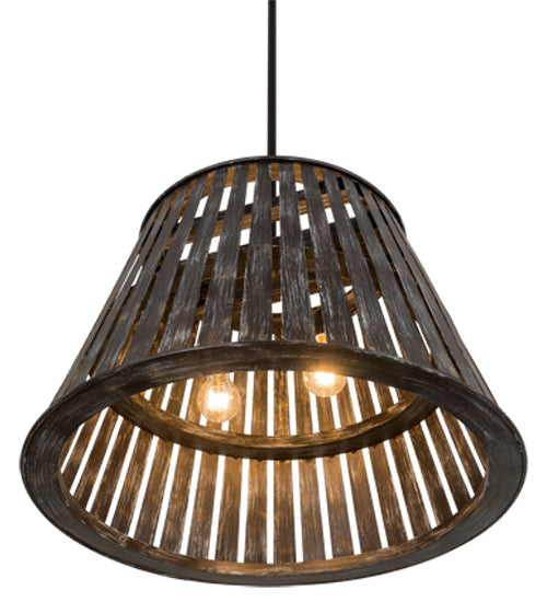 Meyda Lighting Peach Basket 31" 2-Light Weathered Wicker Pendant Light