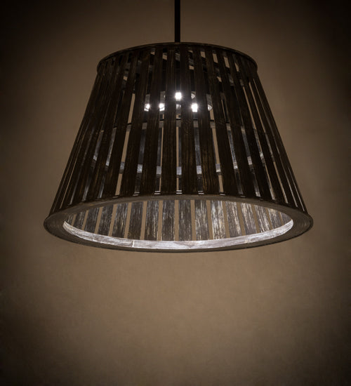 Meyda Lighting Peach Basket 31" 3-Light Weathered Wicker Pendant Light