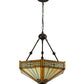 Meyda Lighting Peaches 21" Mahogany Bronze Inverted Pendant Light With Amber and Beige Shade Glass