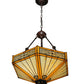 Meyda Lighting Peaches 21" Mahogany Bronze Inverted Pendant Light With Amber and Beige Shade Glass