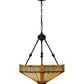 Meyda Lighting Peaches 21" Mahogany Bronze Inverted Pendant Light With Amber and Beige Shade Glass