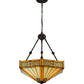 Meyda Lighting Peaches 21" Mahogany Bronze Inverted Pendant Light With Amber and Beige Shade Glass