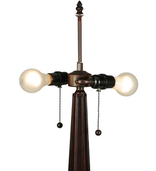 Meyda Lighting Peaches 25" 2-Light Mahogany Bronze Table Lamp With Beige and Honey Shade Glass