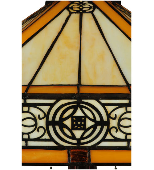 Meyda Lighting Peaches 25" 2-Light Mahogany Bronze Table Lamp With Beige and Honey Shade Glass