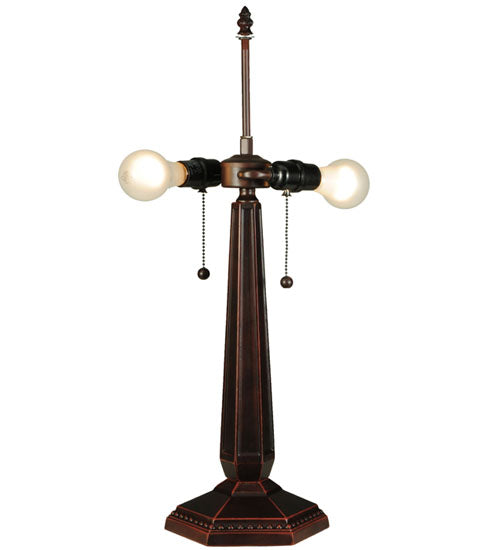 Meyda Lighting Peaches 25" 2-Light Mahogany Bronze Table Lamp With Beige and Honey Shade Glass