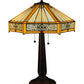 Meyda Lighting Peaches 25" 2-Light Mahogany Bronze Table Lamp With Beige and Honey Shade Glass