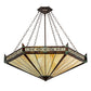 Meyda Lighting Peaches 42" 6-Light Mahogany Bronze Inverted Pendant Light With Brown & Beige Shade Glass