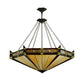 Meyda Lighting Peaches 49" 4-Light Timeless Bronze Ceiling Inverted Pendant Light With Amber & Beige Shade Glass