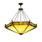 Meyda Lighting Peaches 49" 4-Light Timeless Bronze Ceiling Inverted Pendant Light With Amber & Beige Shade Glass