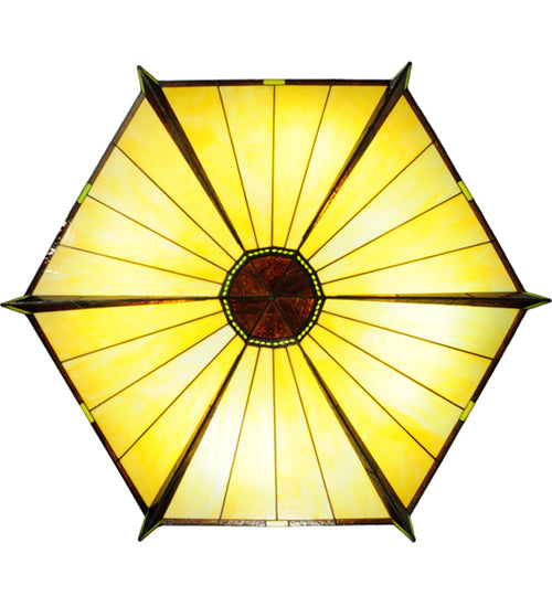 Meyda Lighting Peaches 49" 4-Light Timeless Bronze Ceiling Inverted Pendant Light With Amber & Beige Shade Glass