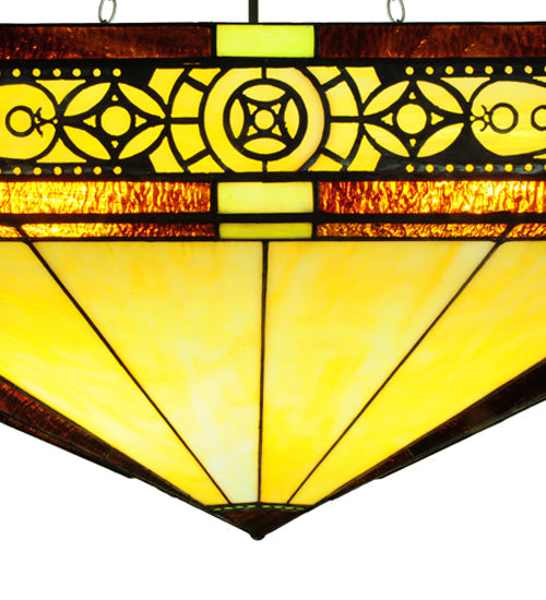 Meyda Lighting Peaches 49" 4-Light Timeless Bronze Ceiling Inverted Pendant Light With Amber & Beige Shade Glass