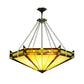 Meyda Lighting Peaches 49" 4-Light Timeless Bronze Ceiling Inverted Pendant Light With Amber & Beige Shade Glass