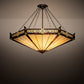 Meyda Lighting Peaches 49" 6-Light Mahogany Bronze Inverted Pendant Light With Amber & Beige Stained Shade Glass